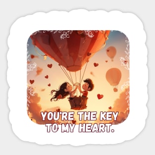 You're the key to my heart,cute couple Sticker